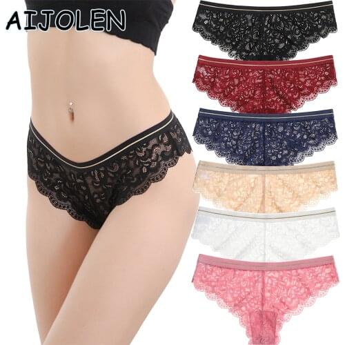 AIJOLEN New Style Gold Sexy Lace Panties Solid Color Hollow Sexy Thong and G String Soft Womens Underwear Cute Underpants
