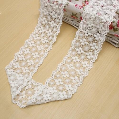 1 Yards White Cotton Embroidered Lace Bilateral Applique Trim Ribbon Sewing Decor Craft DIY
