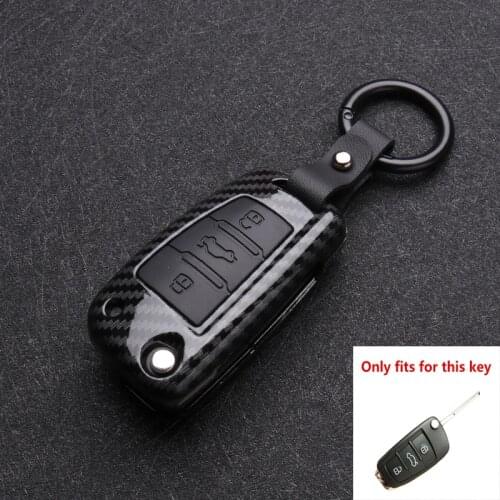 ABS Carbon fiber Silicone Car Key Cover Protector Case For Aud A3 A4 A5 C5 C6 8L 8P B6 B7 B8 C6 RS3 Q3 Q7 TT 8L 8V S3 keychain