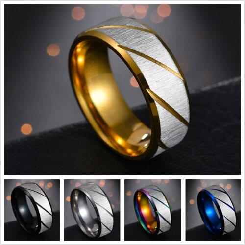 Black Blue Gold Twill Ring Titanium Band Brushed Wedding Stainless Steel Solid Ring Men Women 316L Stainless Steel Rings