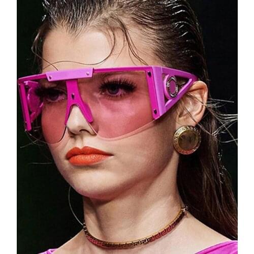 2021 Colorful Luxury One Piece Half Frame Sunglasses Women Vintage Pilot Sun Glasses Men Oculos Feminino Gafas Lentes De Sol UV