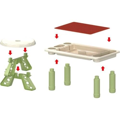Childrens Multifunctional Building Blocks Toys Large Particles Early Education Puzzle Assembled Building Table With Chair