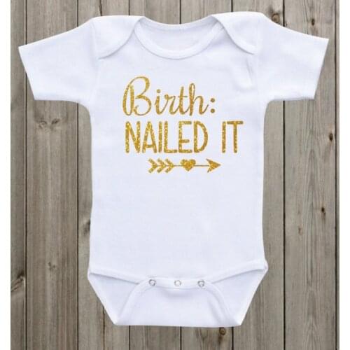 Personalized Birth Nailed it newborn infant baby bodysuit onepiece romper Outfit coming Home toddler shirt birthday party favors