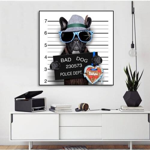Bad Dog Canvas Painting Funny Doggy Bulldog Posters Bad Girl Dachshund Prints Animals Wall Art Kids Bedroom Decoration Pictures