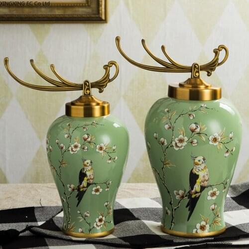 Ceramic Storage Jar Desktop Decoration Flower Arrangement Vase European Living Room Decoration Home Decoration Decoration