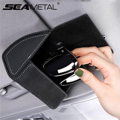 Leather Glasses Box Clip on Car Sun Visor Sunglasses Case Organizer Sunglasses Holder Storage Pockets Ensure Safety Driving