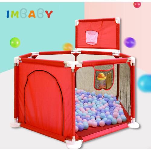 IMBABY Playpen For Children Baby Playground Folding Safety Fence Balls Pool Travel Basketball Hoop Childrens Tent Gym For Kids