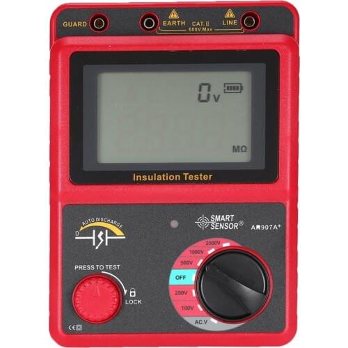 AR907A+ 100-2500V Megger Insulation Earth Ground Resistance Tester Megohmmeter AC / DC Voltmeter Tester