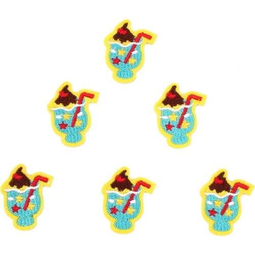 20pcs/lot Cute Small Drinks Patch Embroidered Iron On mini Stickers for Baby Kids Bags Jeans Coats DIY Appliques Iron On Badge