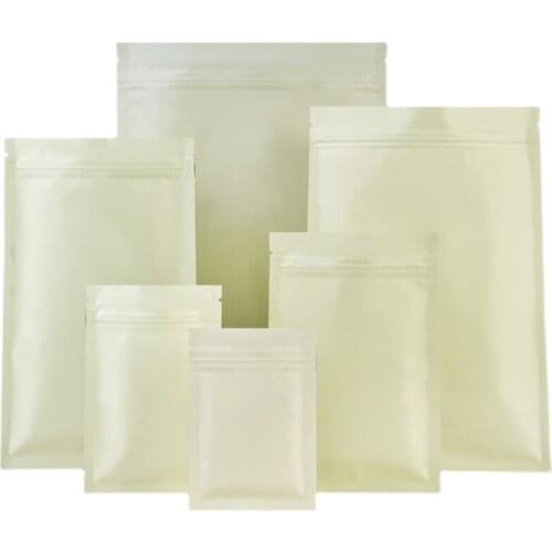 Resealable 100pcs Flat Light Yellow Aluminum Foil Zip Lock Bag Heat Sealing Chocolate Kitchen Spice Logo Brand Printing Pouches