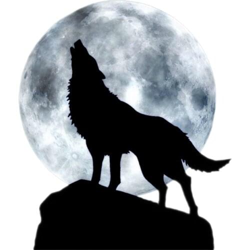 PLAY COOL Full Moon Howl Wolf Car Sticker Automobiles Motorcycles Exterior Accessories PVC Decals for Bmw Audi Ford,16cm*13.5cm