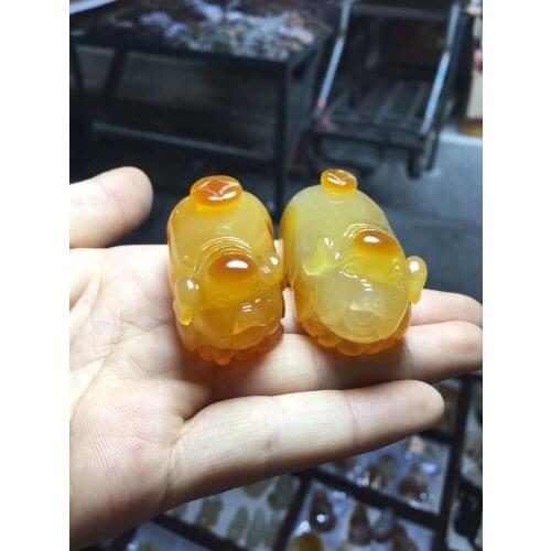 Nature chalcedony jadite Amulet calcedony Pendant fortune Pig wealth Talisman Carving With Mala bead Line