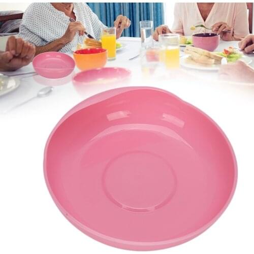 Elderly Care Spill‑Proof Plate with Suction Cup Base Disabled Non‑Slip Tableware Red