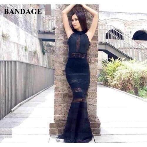 New Arrivals Women Prom Bandage Trumpet Mermaid Dress Elegant Hollow Out Maxi Dresses Celebrity Party Club Sleeveless Outfits