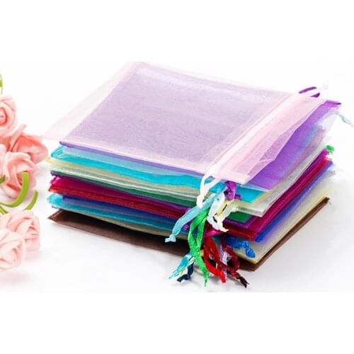 Wholesale Drawstring Organza Bag Christmas Wedding Party Decoration Gift Bags Jewelry Packaging Bags Tulle Candy Pouches 50