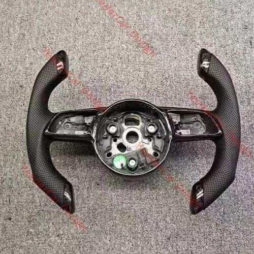 Cuatomized Carbon Fiber Perforated Leather Steering Wheel for A3 A4 A5 A6 A7 RS3 RS4 RS5 A6 A7 RS6 RS7 S6 S7 2017-2021