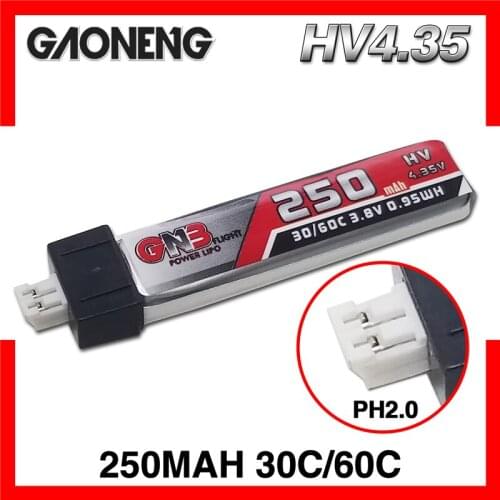 Original GAONENG 1S 250mAh 3.8V HV 4.35V 30C/60C Lipo battery for QX65 Blade Nano QX CPX MSR Inductrix FPV Tiny7 Beta65S Drone
