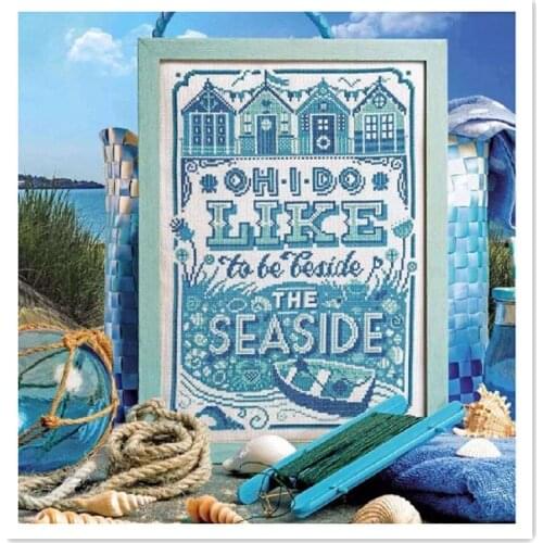 Like the seaside cross stitch package cartoon simple color 18ct 14ct 11ct cloth cotton thread embroidery DIY handmade needlework