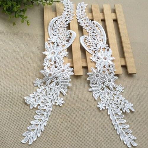 Off White Flower Venise Lace Trim Wedding Sewing Applique Crafts Lace Fabric For Costume Dress Decor 32*7cm