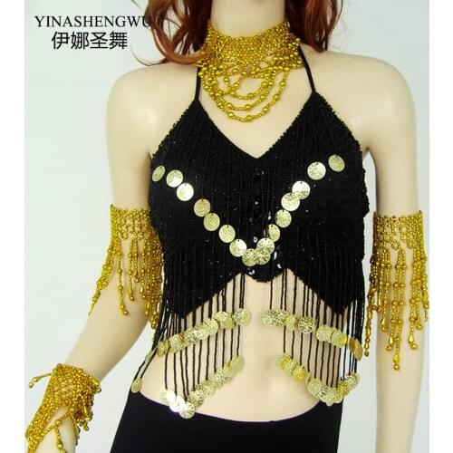 YI NA SHENGWU Belly Dance Hanging Coin Butterfly Bra Belly Dance Costume Sports Bra