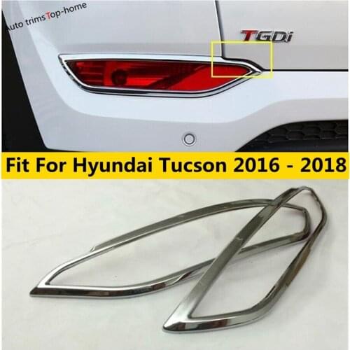 Yimaautotrims Rear Bumper Tail Fog Lights Lamp frame Cover Trim Fit For Hyundai Tucson 2016 2017 2018 ABS Chromium Styling