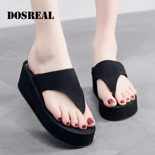 Dosreal 2021 Women Flip Flops Summer Beach Platform Clip Toe Slippers Casual Wedges Sandals Summer Women Shoes Leisure Slippers