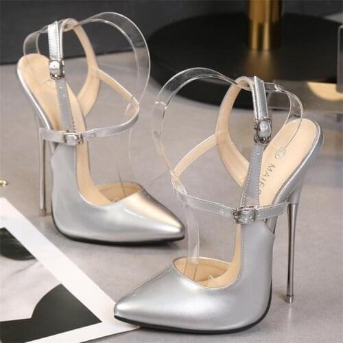 MAIERNISI Women Pumps 16CM Super High Heels Silver Sexy High Heels Shoes For Women Stilettos Fashion Luxury Party Shoes Big Size