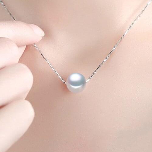 Pearl Necklace 925 Sterling Silver 6-8mm pearl Real Natural Freshwater Pearl Pendant Necklace For Women Gift Fine Jewelry