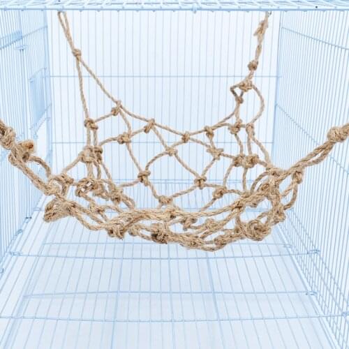 1pc Parrot Hamster Sugar Glider Hemp Rope Climbing Net Hammock Hanging Toy Bed Tunnel Cage Small Pet Bird Playing Supply