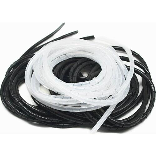 10 meters Spiral Tube Flexible Cord PC Home Cinema Cable Wire Organizer Wrap Management Black White