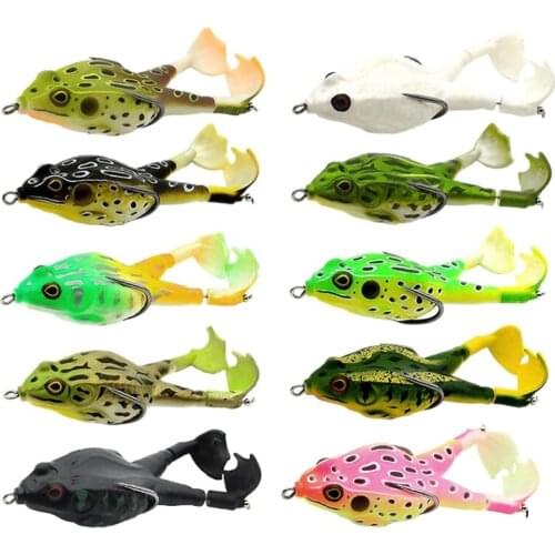 10Pcs Double Propellers Frogs Soft Bait Soft Silicone Fishing Lures Floating Weedless Baits Kit