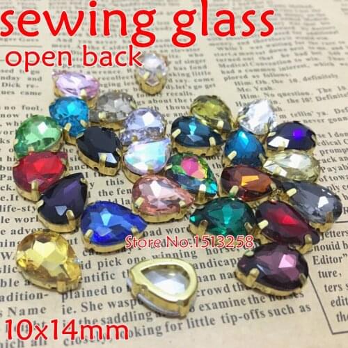 10x14mm Teardrop Crystal Fancy Stone With Open Back Gold Claw Setting Droplet Sewing Glass Crystal Rich Colors To Choose