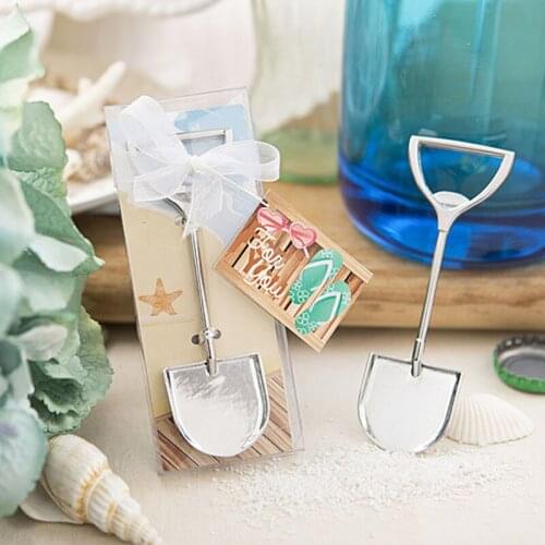 20pcs/lot Beach Wedding Favors Stainless Steel Sand Shovel Bottle Opener Party Favors and Gifts for Guest Free shipping