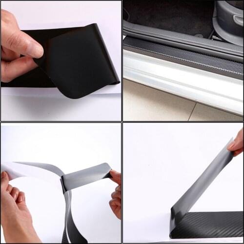 4Pcs/set Durable 3D Door Sill Sticker Anti-Scratch Scuff Guard Strip Black