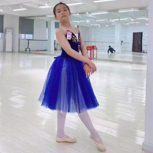 Giselle Children Ballet Dress Dance Velvet Blue Long Professional Ballet Tutus Girl Ballerina Costumes Performance Clothes Wear