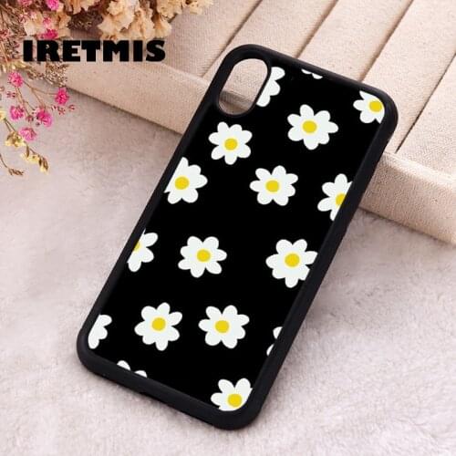 Iretmis 5 5S SE 2020 Phone Cover Case for iPhone 6 6S 7 8 Plus X Xs XR 11 12 Mini Pro Max Rubber Silicone Black Daisy