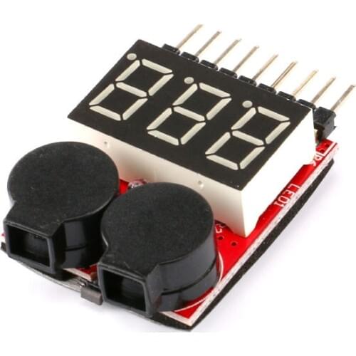1-8S Voltage Display Aircraft Model 18650 Battery Pack Test Lithium Battery Adjustable Alarm BB Low Voltage Alarm