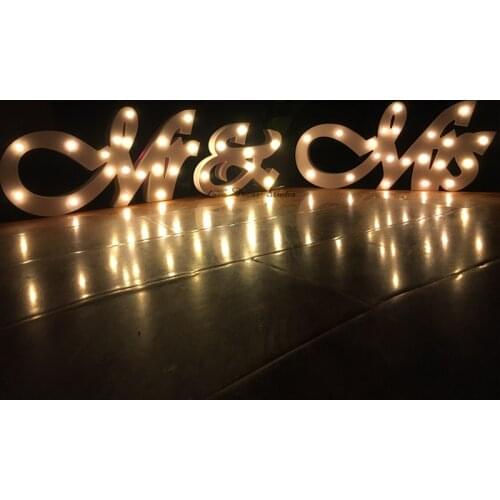 Decorative elegant LED Letters Light "MR & MRS - Batteries Operated (not Included) LED Marquee Sign - Light up Letters and Illum