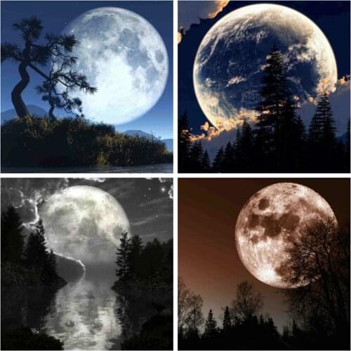 EverShine Diamond Embroidery Full Square Drill Moon Cross Stitch Diamond Art Painting Night Mosaic Kits Landscape Wall Decor