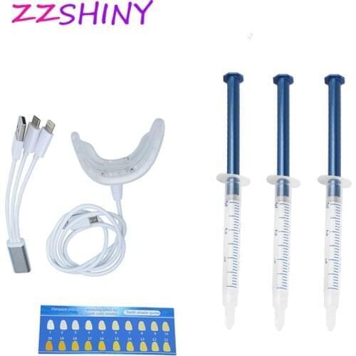ZZSHINY Hot Dental Equipment 3X3ml Teeth Whitening Kit Peroxide Bleaching System Oral Gel Kit Ultra White Lamp Tooth Whitener