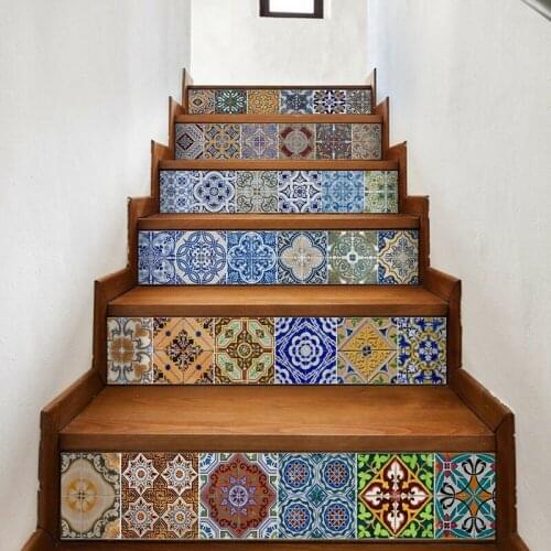 HGHO 6Pcs Vintage Spanish Tiles Home Decor Stairs Stickers Decals DIY Art Home