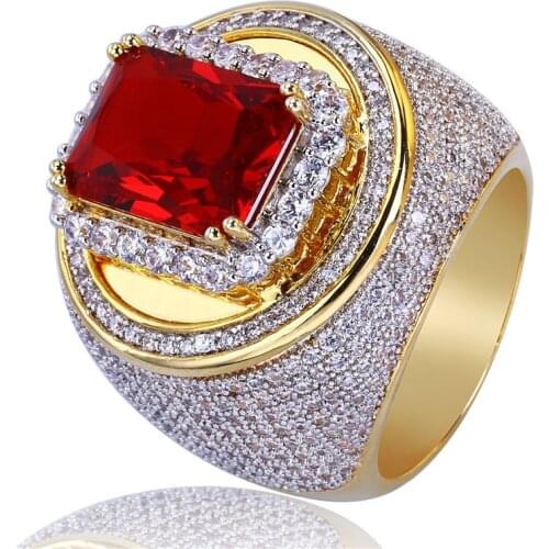 Hip Hop Rings For Men Gifts High Quality Iced Out Luxury Geometric AAA Micro Pave Zircon Mens Rings