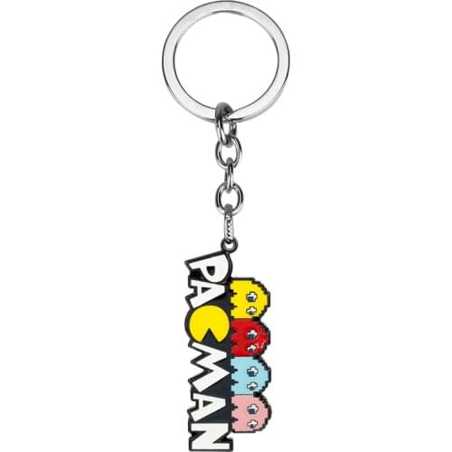 Classic Game Jewelry Pacman Keychain Enamel Metal Key Ring Women Men Funny Trinket Key Chains Pendant Keyfob Gift