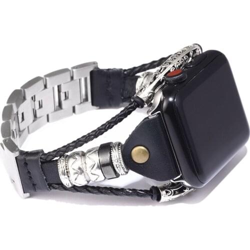 Leather Wristband for smart watch DIY vintage leather bracelet belt for apple5 band WristStrap 4 watch strap iwatch 3 Watchband