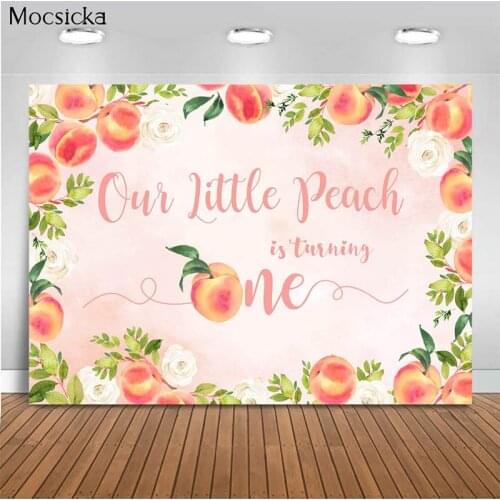Mocsicka Baby Shower Background Fruit Peach Decoration Style Child Portrait Photo Background Photography Banner