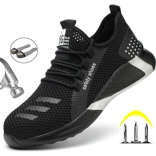 Mens Safety Shoes Men Boots Lightweight Work Safety Boots Steel Toe Anti-smashing Work Boots Indestructible Shoes Work Sneakers