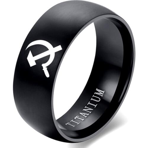 MOREDEAR 2020 Fashion Jewelry Hammer and Sickle Ring Titanium Steel Rings 8mm Mens Ring Cocktail Ring for Anniversary Gift