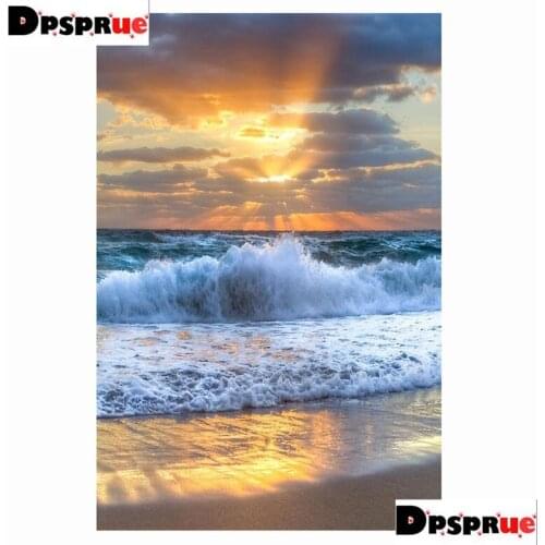 Dpsprue Full Square/Round 5D Diy Diamond Painting Kit Cross Stitch Sea Wave 3D Embroidery Mosaic Home Decor For Gift
