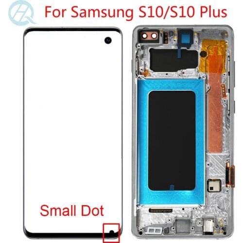 Original Small Dot LCD For Samsung Galaxy S10 Plus LCD With Frame SM-G975F S10 Screen G973F Display Touch Screen Assembly