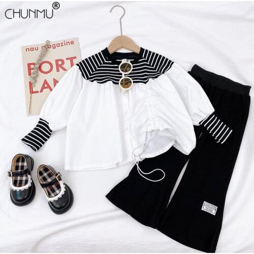 Toddler Children Girls Autumn Clothes Polka Dots Top and Flare Pants 2 Pcs Outfit Suit Kids Tracksuit For Girls Clothing Sets